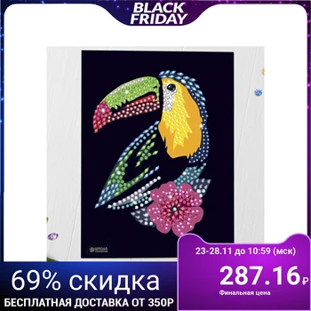 

Mosaic with rhinestones "Tukan with a Flower". Set for creativity