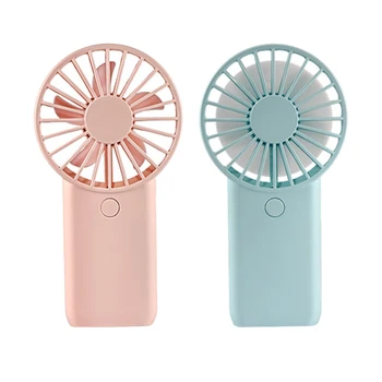 

2x Handheld Mini Fan Silent Air Cooler Portable Desk Fans for Home-Blue & Pink