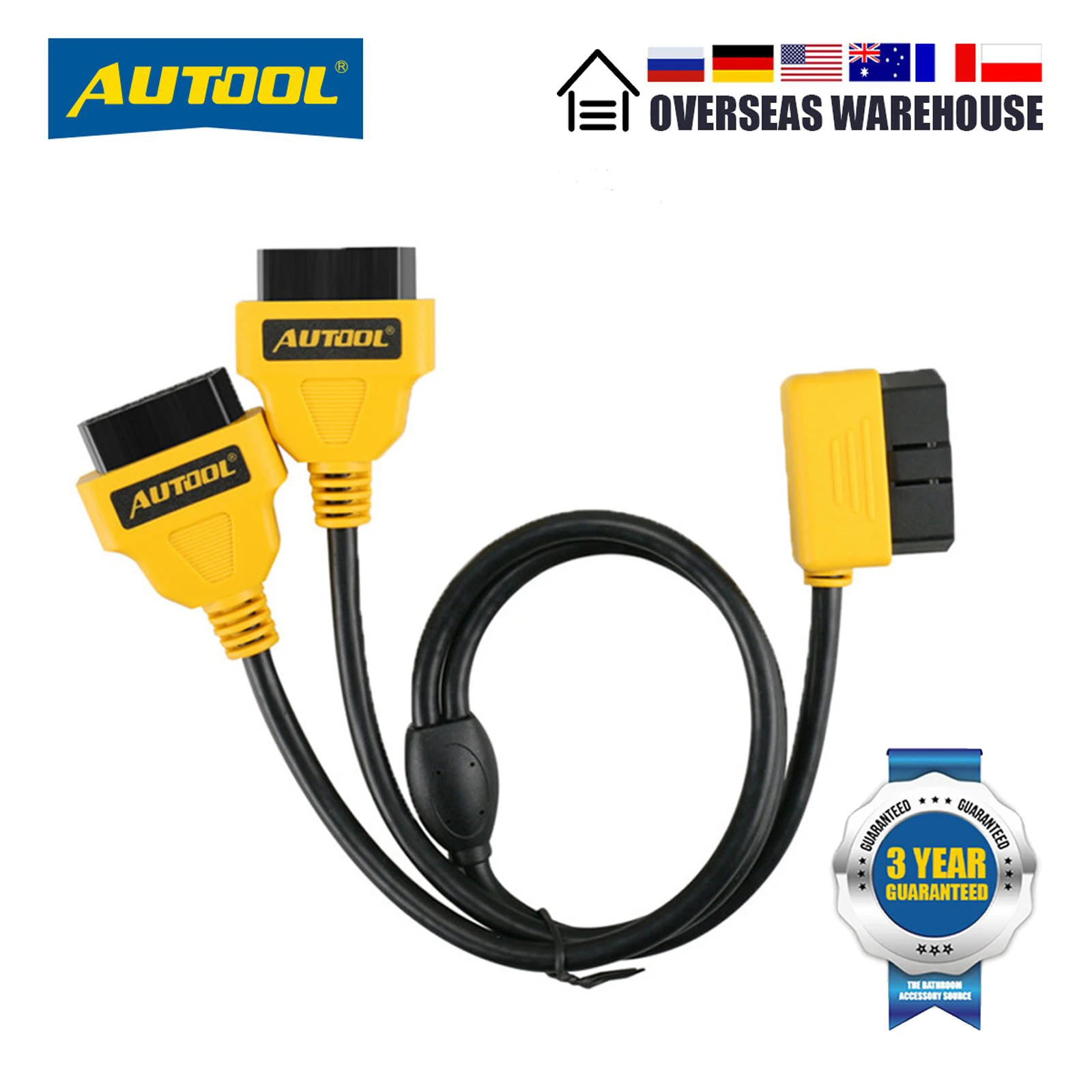 

AUTOOL OBD Cable OBD2 1 to 2 Splitter Wire Adapter 50cm OBDII Car Male to Female Extension Cord for Automobiles
