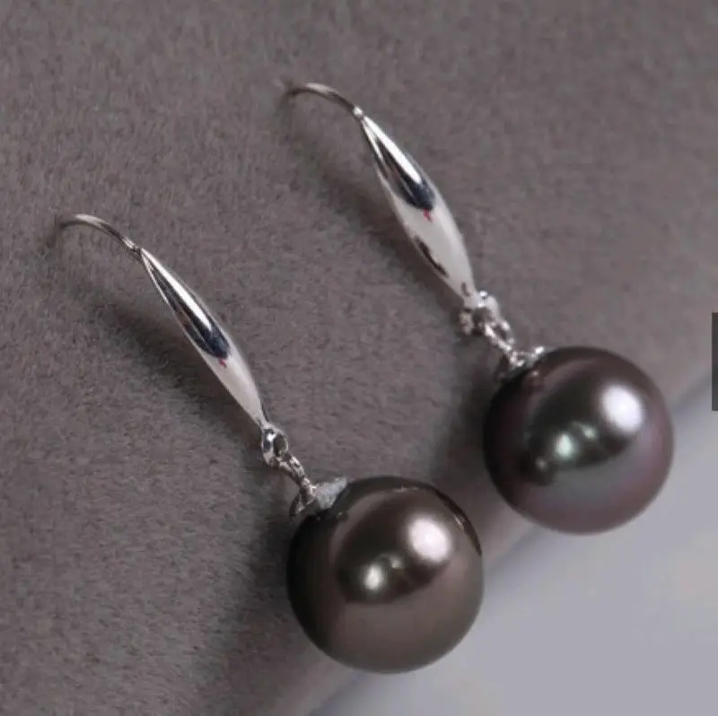 

PERFECT ROUND 9-10MM BLACK RED SOUTH SEA PEARL DANGLE EARRING