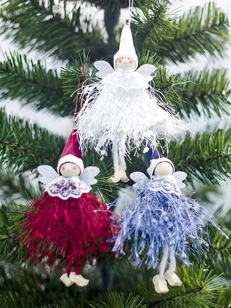 Рождественская кукла на дерево украшения Милая шерсть Ангел Кукла игрушки Рождественский подарок для украшения дома