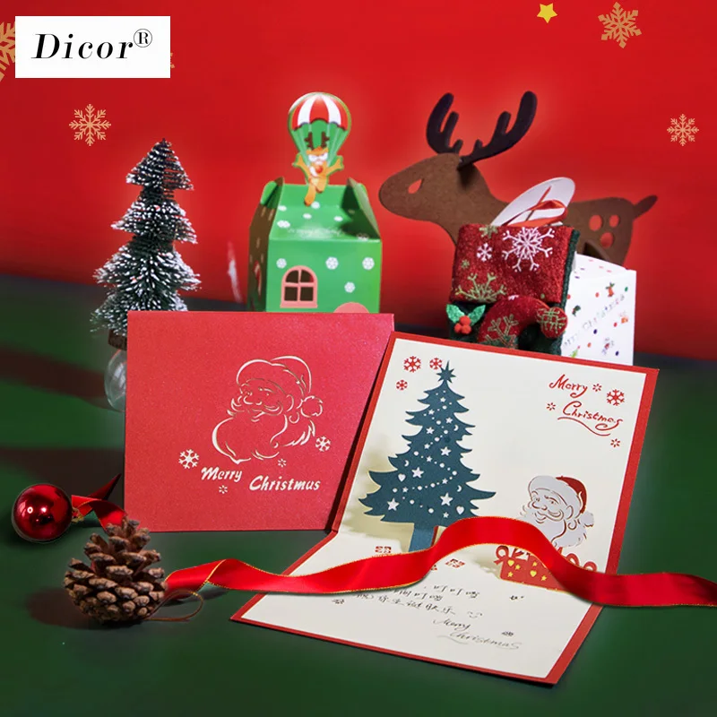 

3D Pop Up Card Envelope Laser Cut Post Card for Christmas Gift Thanksgiving Greeting Card Acrylic Invitations Christmas Cards