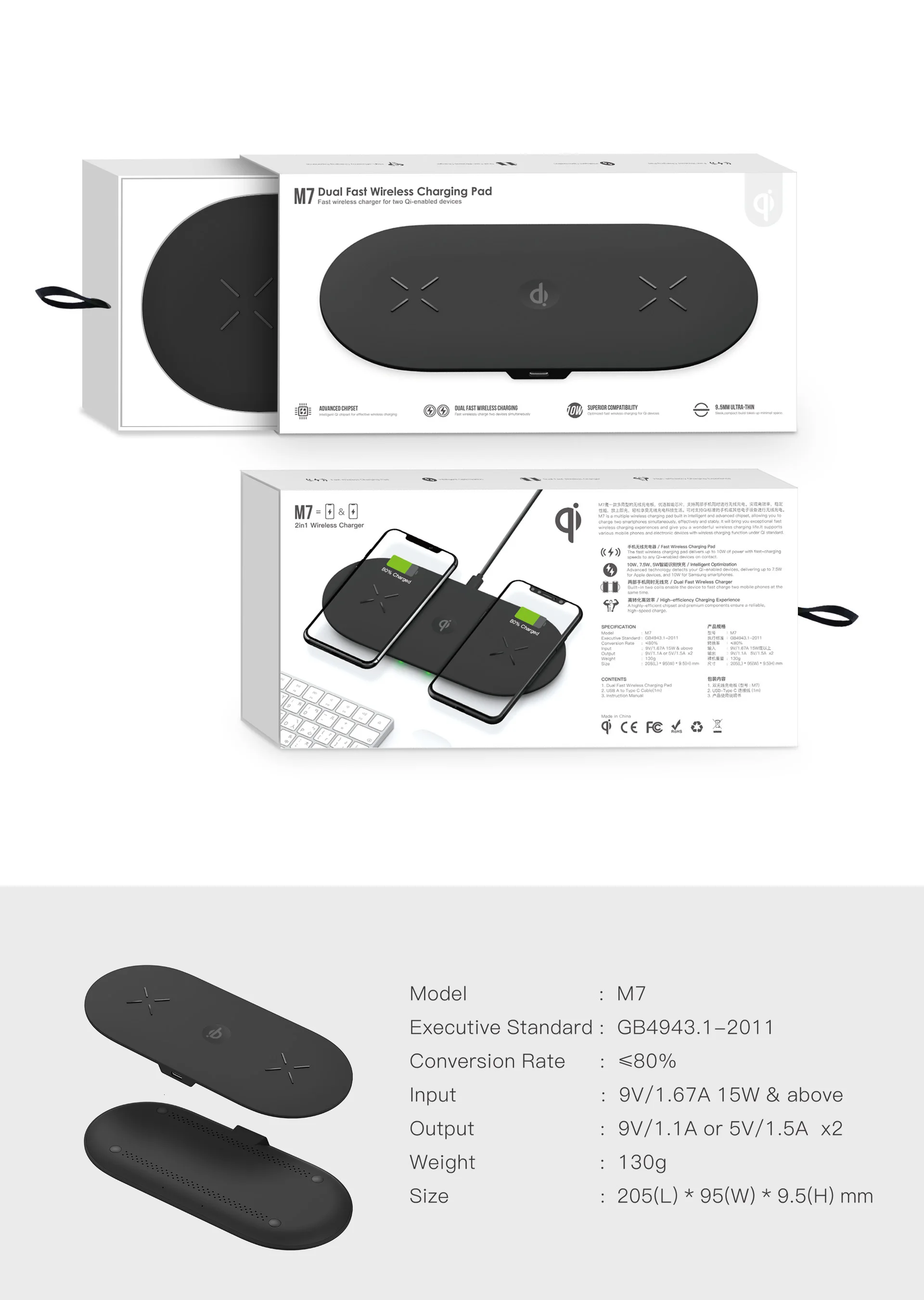 3 в 1 беспроводная зарядная площадка для Apple Watch AirPods 2 10 Вт быстрая Беспроводная зарядная док-станция Qi для iPhone samsung Xiaomi