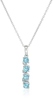 

Sterling Silver 4-Stone Genuine or Created Gemstone Pendant Necklace (4mm) 18k