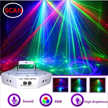 

6 Eyes RGB Scan Laser Light DMX512 Image Lines Beam Effect Scan Stage Lighting DJ Disco Bar Xmas Home Party Laser Scanner System