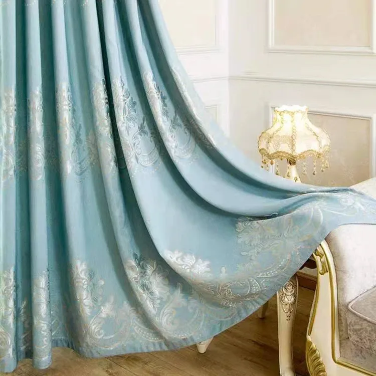 

3. 2 Meters High Slub Cotton Jacquard European-style Reed Flower for Blackout Curtains Cloth for Living Room Bedroom Curtains
