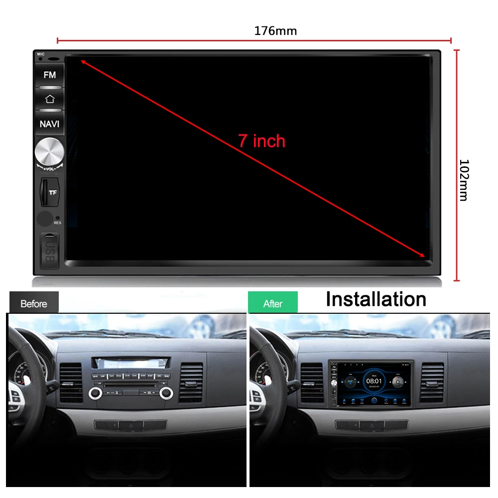 2 Din Android 8,1 Автомобильный плеер 7 дюймов 1080P gps Навигация Аудио Радио Android 8,1 автомобильный мультимедиа с RDS видео выход