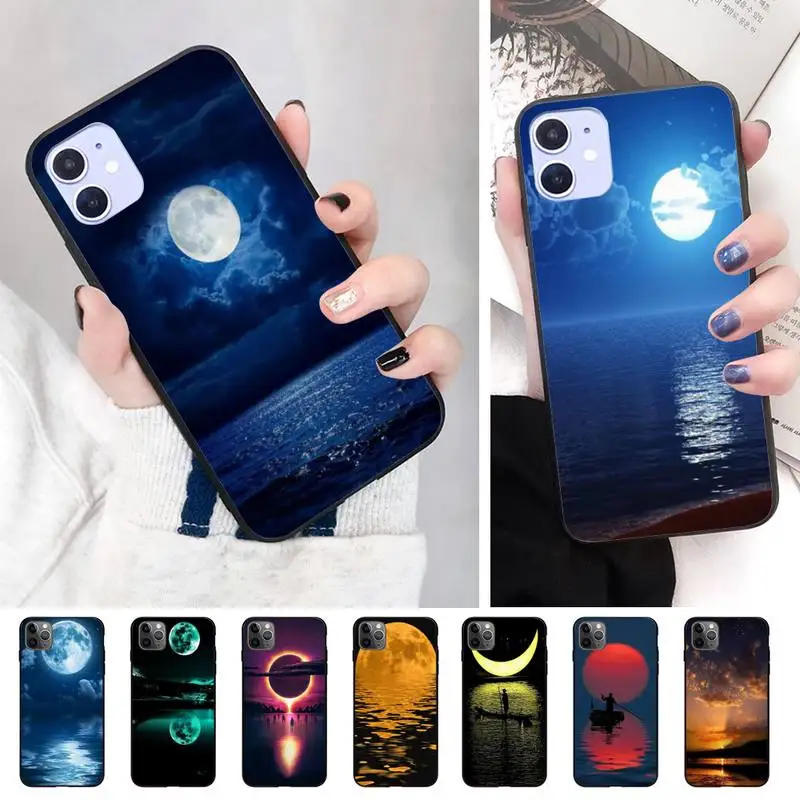 Милый чехол для телефона Moon and sea Bling IphoneX XS 11 11Pro 5 5s SE 6 6s plus 7 8 2020 | Мобильные телефоны