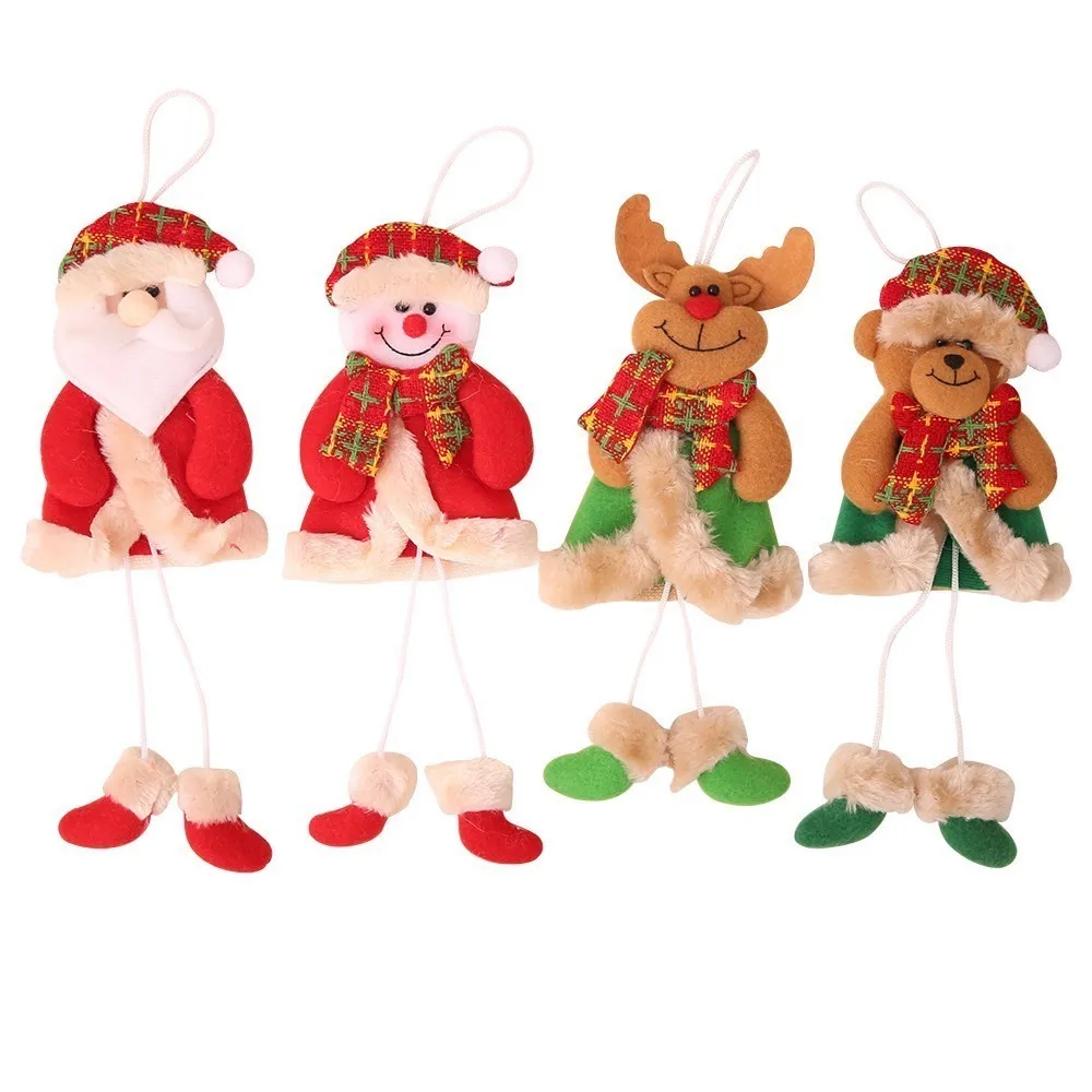 

14*9cm Cartoon Christmas Doll 2020 Christmas New Christmas Tree Pendant Santa Snowman Elk Bear Lanyard Home Decoration