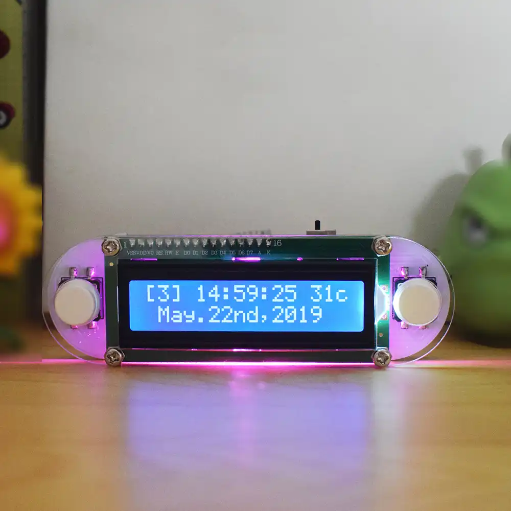 Candlelight Effect LCD1602 Vibration Clock DIY Kit Electronic Learning Kit Gifts