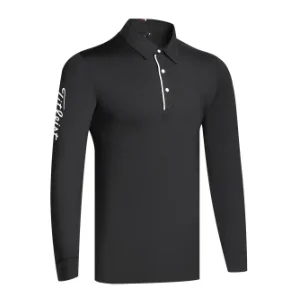 Черный W Мужская Спортивная футболка с длинным рукавом для гольфа, 3 цвета, одежда для гольфа, S-XXL на выбор, одежда для гольфа - Цвет: Черный