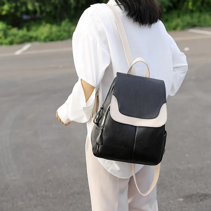 Preppy Style Designer Backpacks Women Quality PU Leather Travel Back Bag for Elegant Ladies Shopping Bag School Girl Book Bags