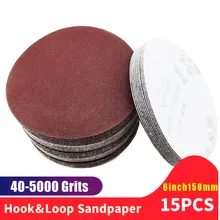 

15pcs 6 Inch 150mm Grit 40-5000 Sanding Paper Discs Hook Loop Sandpaper Round Disk Sand Sheet