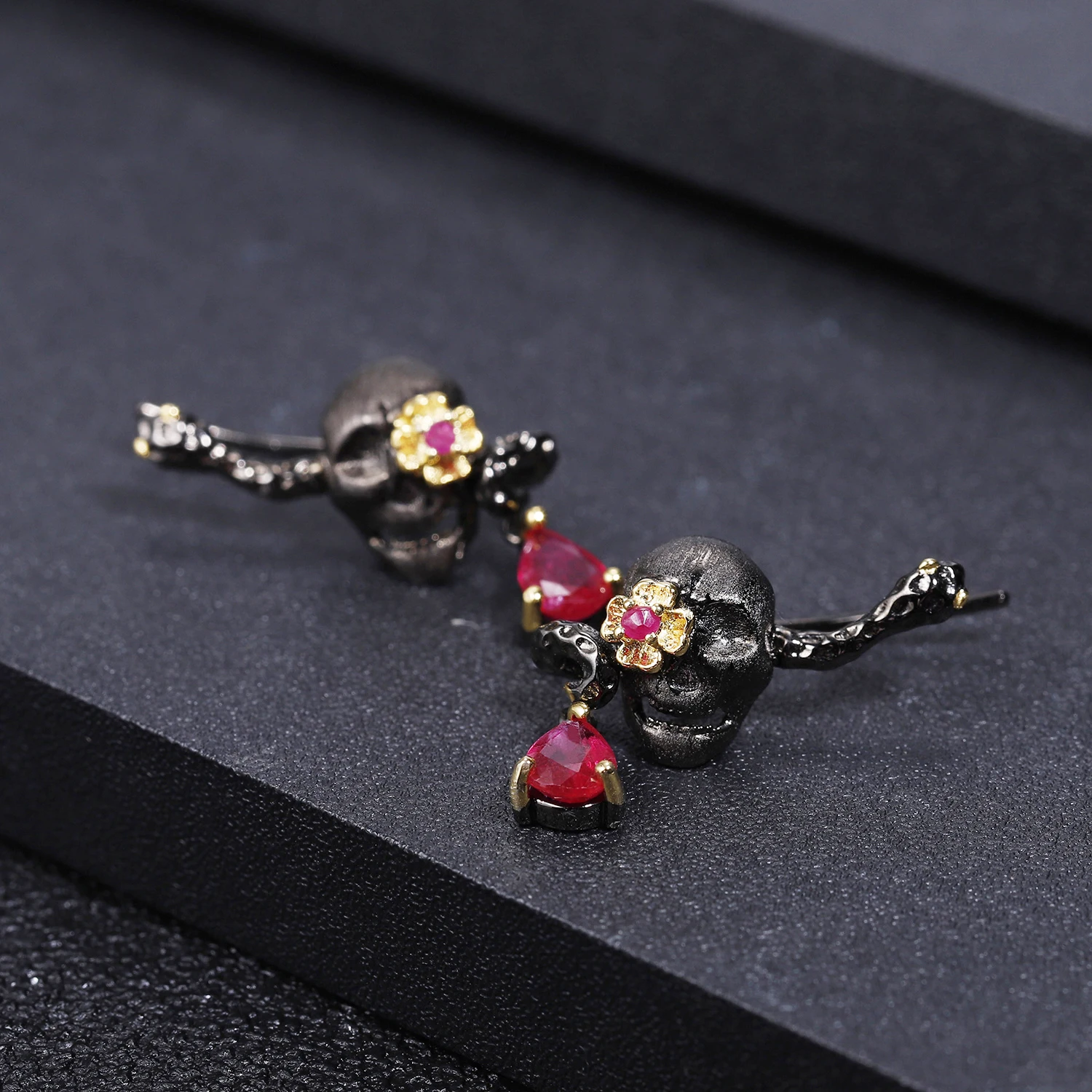 GEM'S BALLET 925 пробы, серебряные серьги-скелеты, 1.26Ct, натуральный рубин, со стеклом, серьги-гвоздики для женщин, вечерние ювелирные изделия