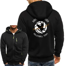 Japão anime haikyuu homens jaquetas karasuno alta dos desenhos animados engraçado hoodies streetwear hip hop outerwear com zíper casual jaqueta masculina casaco