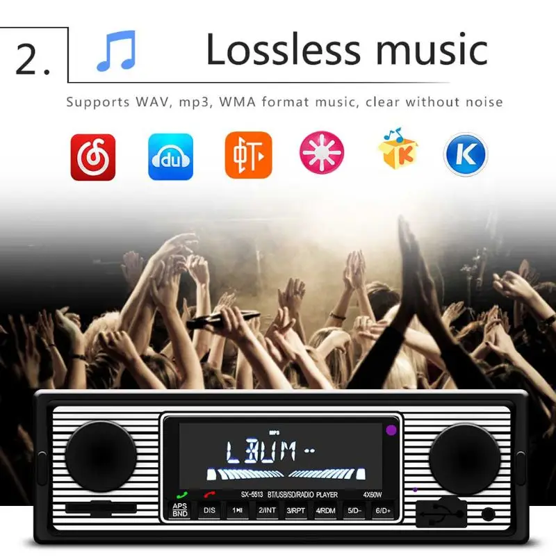 Автомобильный винтажный аудио Bluetooth MP3-плеер Стерео FM Многофункциональный Авто приемник
