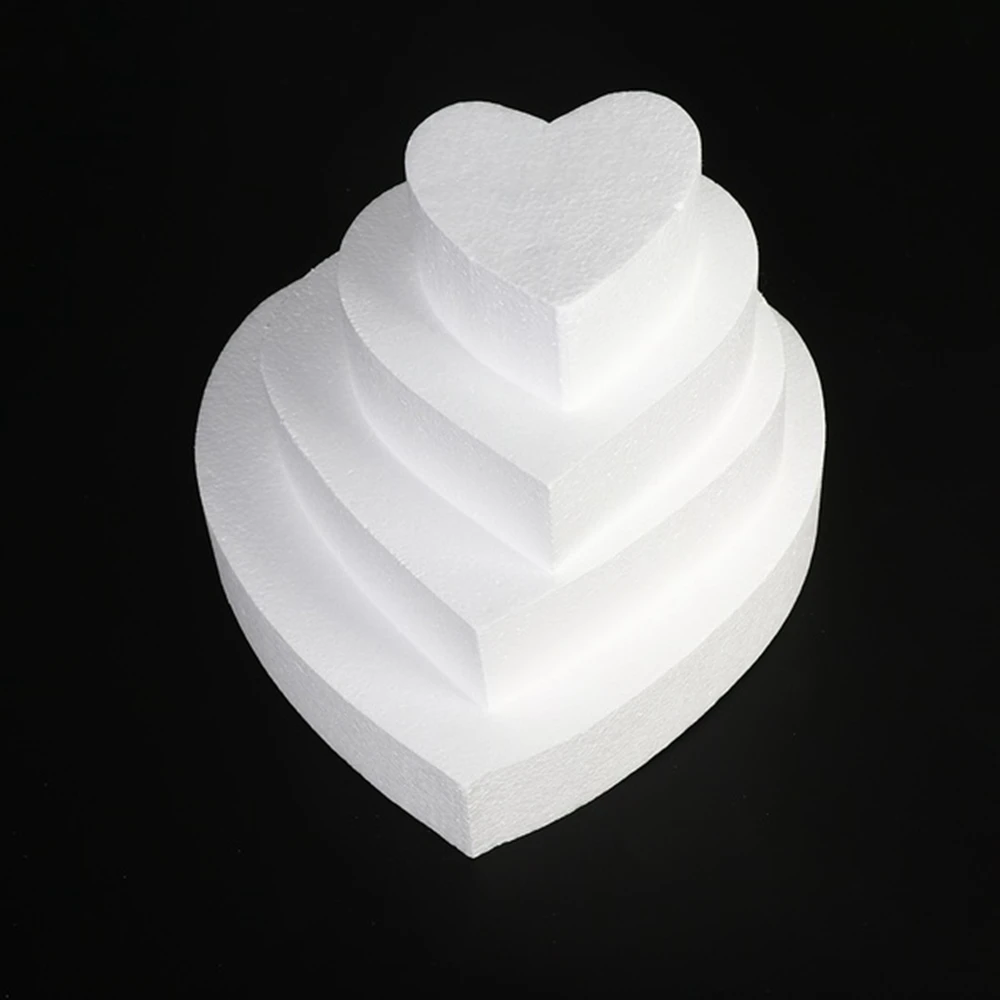 4/6/8/ inch Square Heart Shaped DIY Wedding Decorations Dummy Cake Foam Mould Polystyrene Styrofoam Practice Model