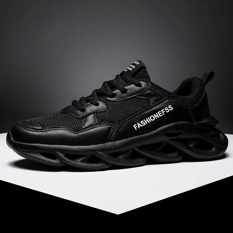 YRRFUOT трендовые мужские кроссовки, светильник, дышащая обувь для бега, высокое качество, уличная Нескользящая брендовая мужская спортивная обувь, zapatos hombre - Цвет: Черный