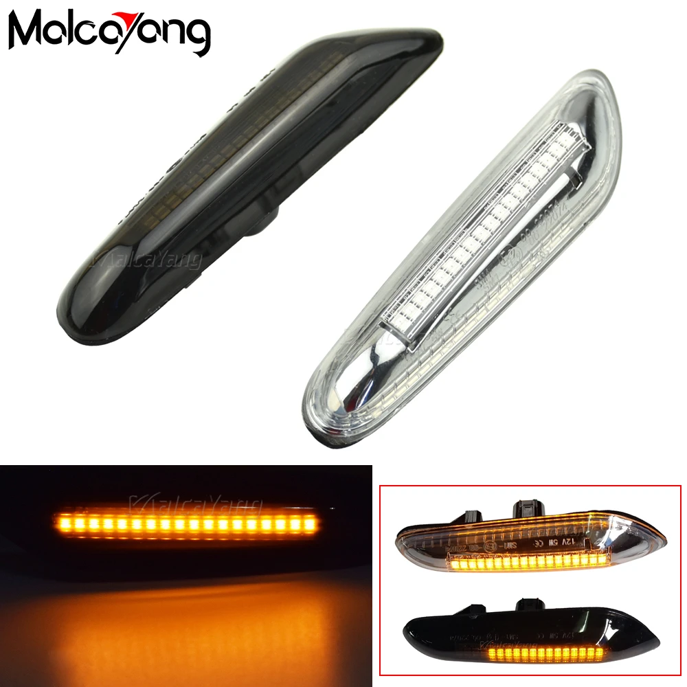 2pcs LED Side Marker Lamp Dynamic Turn Signal Lights For BMW E60 E61 E90 E91 E92 E93 E81 E82 E87 E88 E46 X3 E83 X1 E84