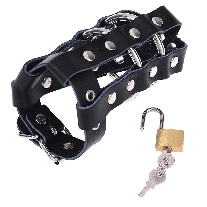 Мужское устройство верности из натуральной кожи с кольцом на пенис клетки член