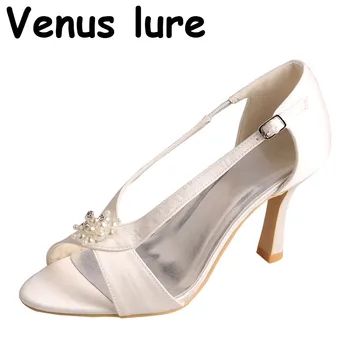 

23 Colors Open Toe Summer Sandals Reception Shoes for Bride off white Wedding Heels 9