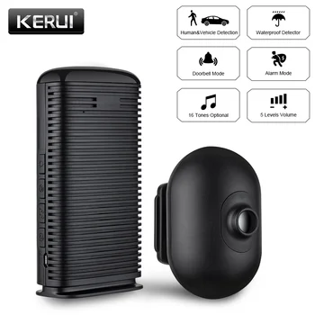 KERUI-alarma inalámbrica para el hogar, Detector de movimiento PIR a prueba de agua, sistema de alarma de seguridad, Sensor antirrobo para entrada de garaje