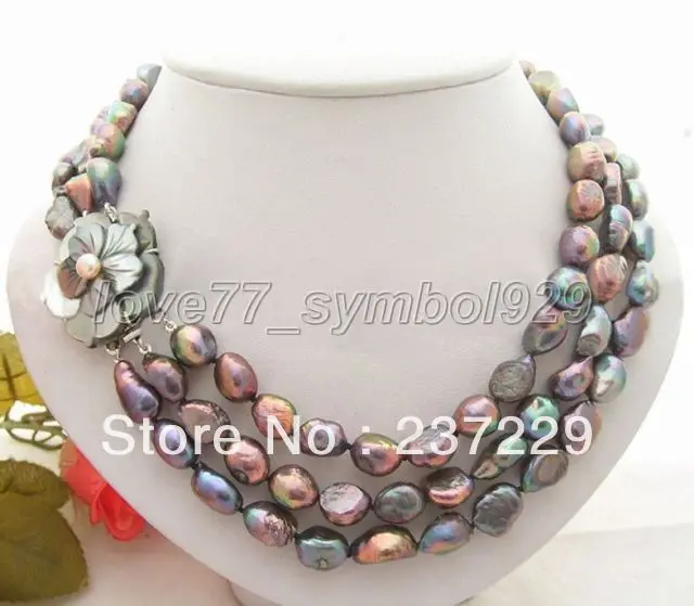 

Excellent ! 8-9mm Baroque Pearl Necklace- Cameo Clasp 17"-19"inch