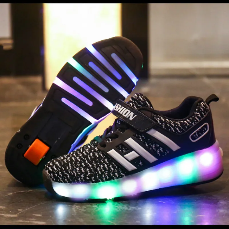 

LED Light Children Roller Skate Shoes With Wheels Kids Junior Boys Girls Sneakers Glowing Sneakers Luminous One/Two Wheels