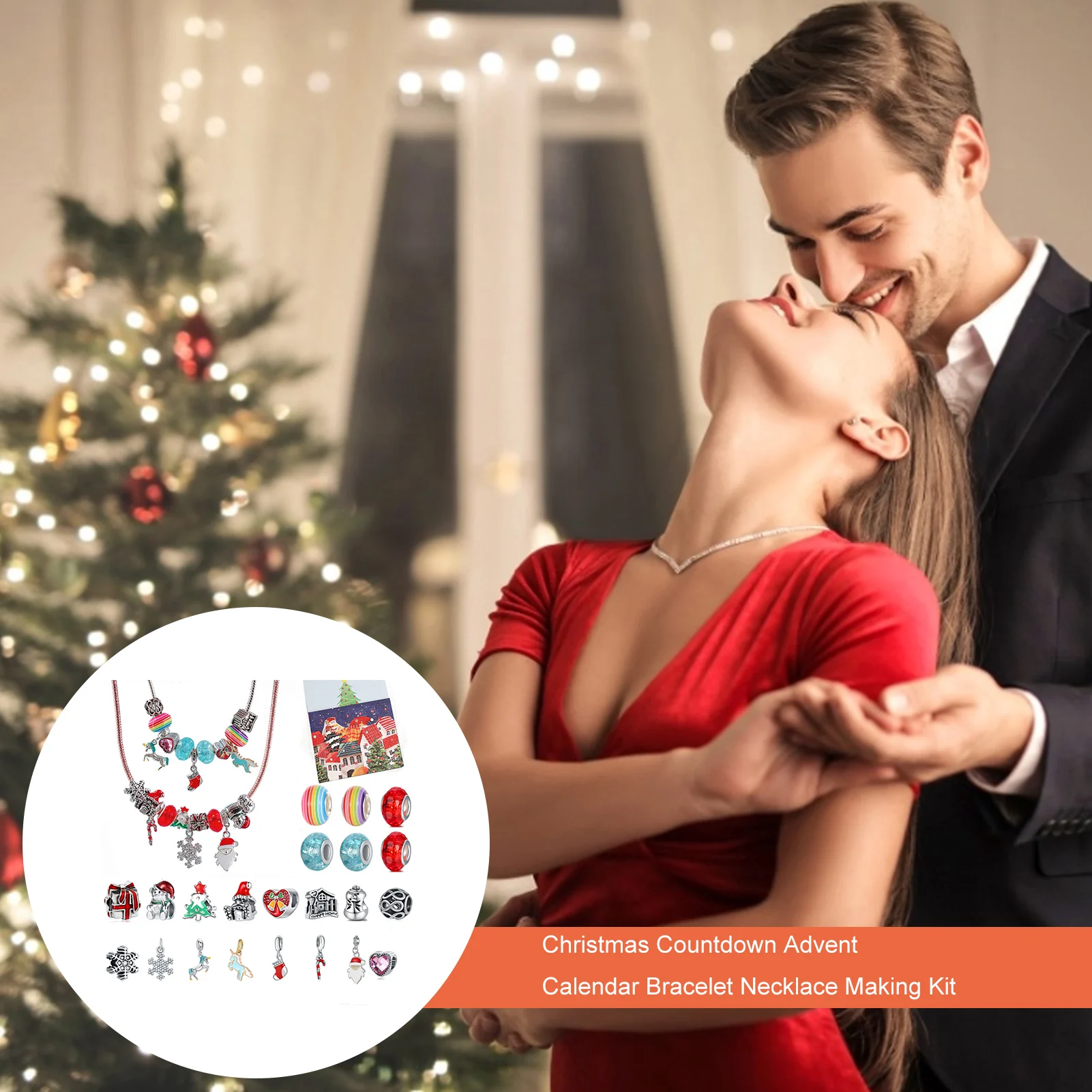 Advent Calendar Kids Christmas 24 Days Countdown Calendar Toys Christmas Charm DIY Bracelet Necklace Making Kit For Girls J