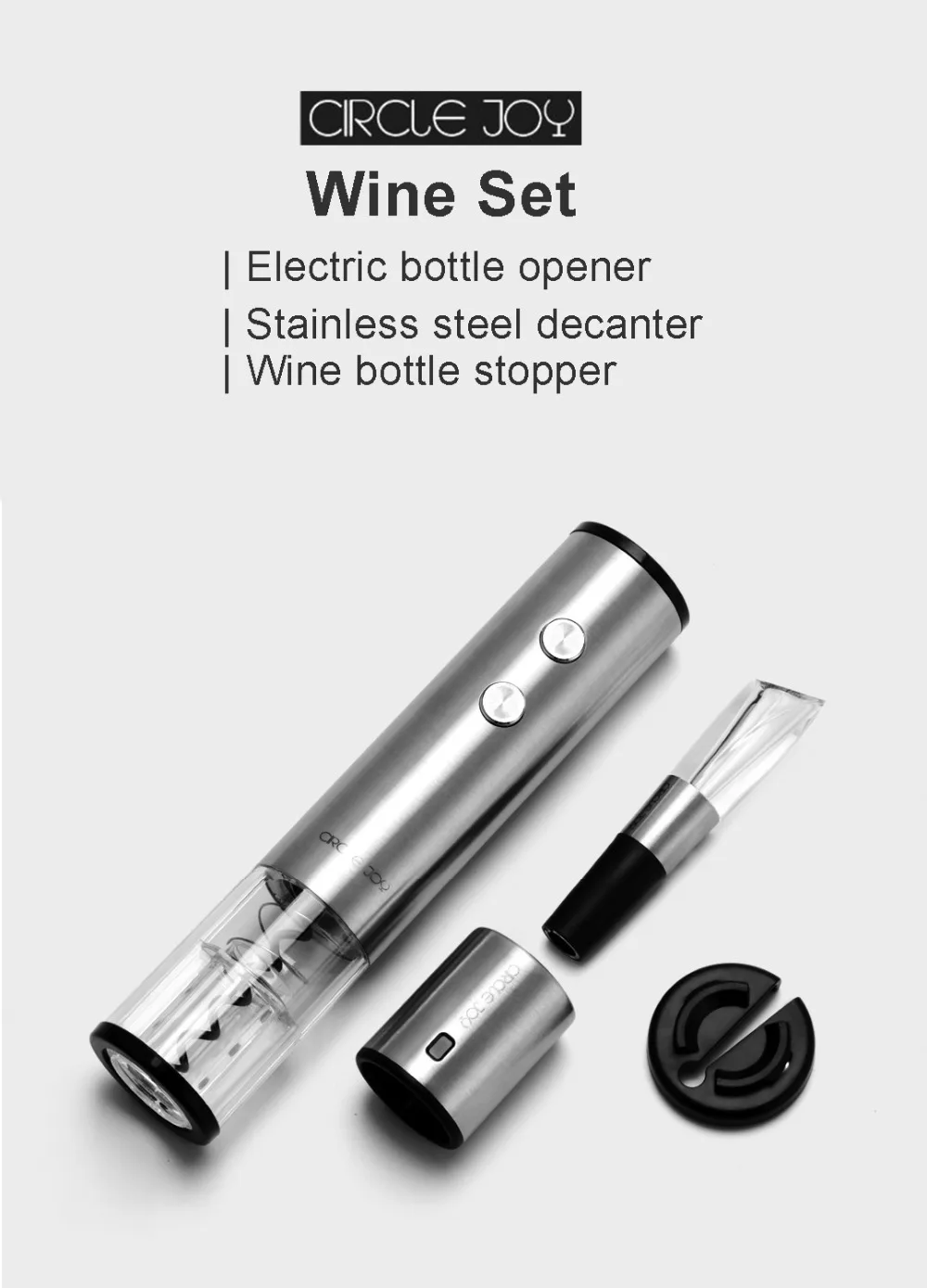 Xiaomi Mijia Circle Joy 4 in 1 Electric Bottle Opener Stainless Steel Mini Wine Stopper Wine Decanter Aerator