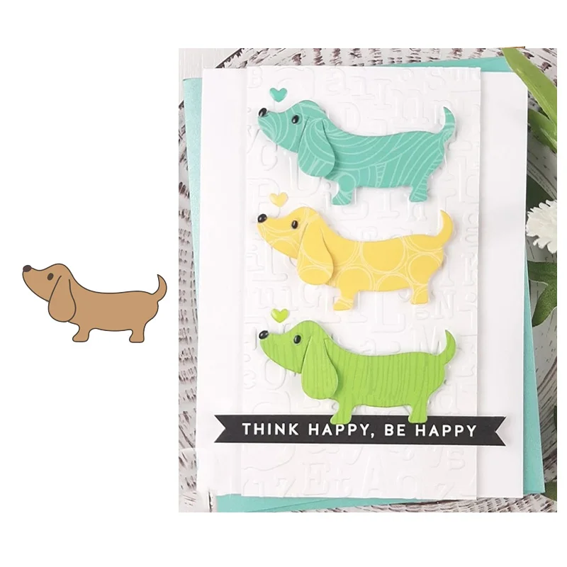 

JC New Design Happy Dog Metal Cutting Dies Stencil for Scrapbooking Craft Mold Handmade Template Model Punch Blade Dies Shape