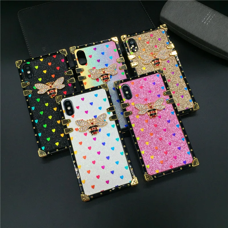 For Samsung S22 S21 S20 Note20 S10 S9 Luxury Pattern Leather Square Case  Cover