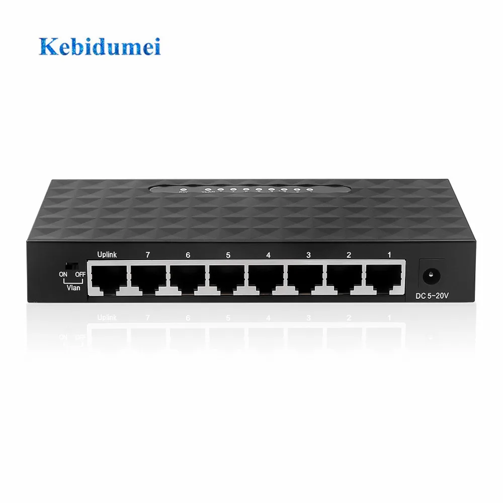 Kebidumei 8 Порты и разъёмы сети гигабитный коммутатор 10/100/1000 Мбит/с Fast Ethernet Lan