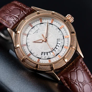 

Relogio Masculino Leather Strap Golden Dial Brand Luxury Wristwatch Calendar Simple Male Clock Quartz Watch Bracelet for Men