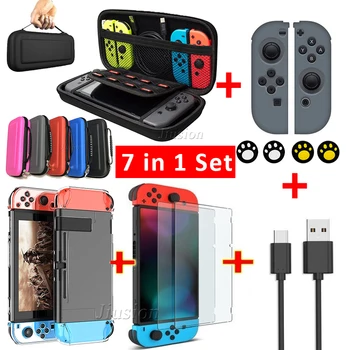 

7 in 1 Hard Shell Case Set for Nintend Switch EVA Carrying Storage Bag Cover for Nitendo Switch Console Joycon Game Accessories