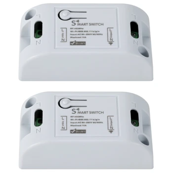 

Tuya Smart Life APP WiFi + RF 43hz DIY Relay Timer Module Google Home Amazon Alexa for Switch LighT FAN 2Pcs