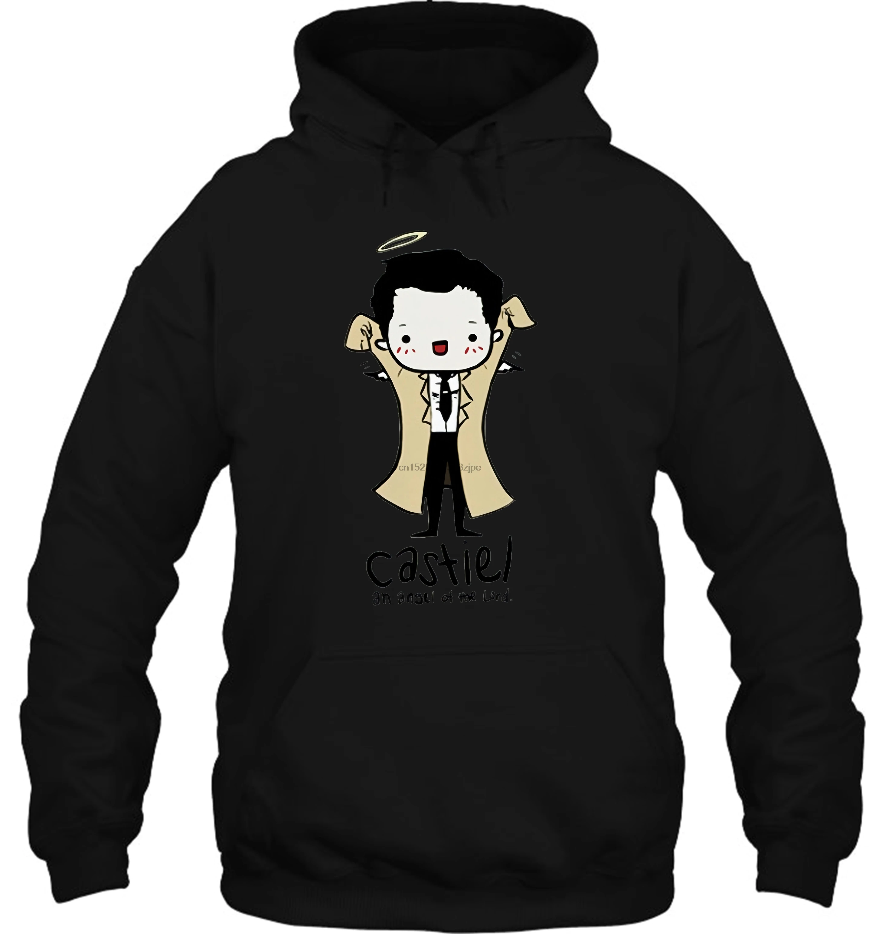 Смешная белая черная футболка супернатуральный мультфильм Castiel уличная одежда