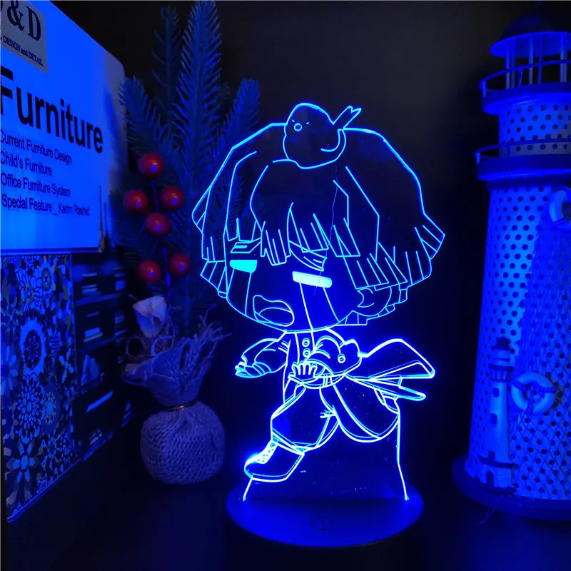 3D ночник для уничтожения демонов Agatsuma Zenitsu светодиодный светильник Kimetsu No Yaiba Lampara