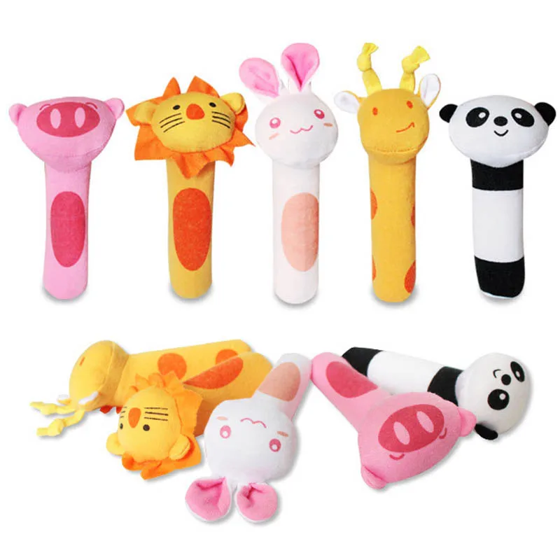 Newborn Baby Toys 0-12Months Cartoon Animal Baby Plush Rattle Mobile Bell Toy Soft Infant Toddler Early Educational Rattles Toys 2 books my first sticker book animal park transportation educational game book early education toy kawaii livros baby comic art