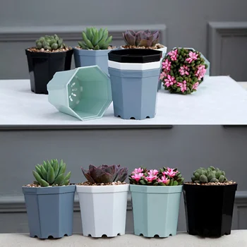 

Plastic Octagonal Flower Pot Creative Thickened Succulent， 5 Per Pack