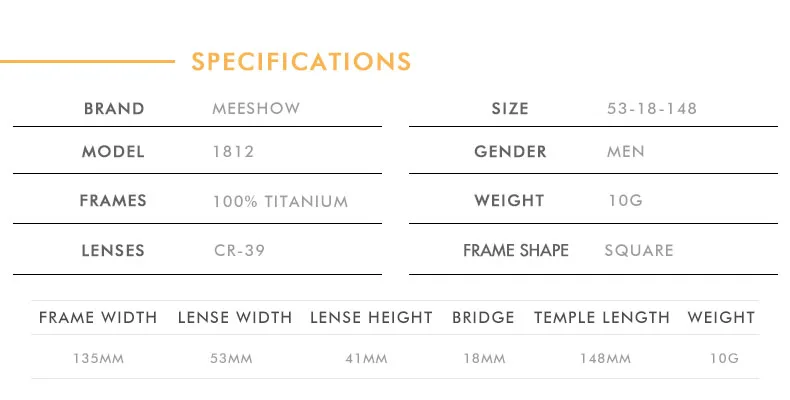 Meeshow B титановые очки, оправа для женщин и мужчин, оптическая оправа, квадратные очки по рецепту, титановые близорукие очки 1812