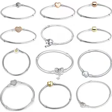 925 пробы серебряный браслет с застежкой в виде сердца и змеиной цепочкой, браслет из розового золота с чешскими кристаллами для изготовления ювелирных изделий своими руками