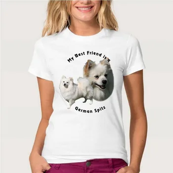 

Nave Track + 2020 Nuovo Retro delle donne T-Shirt di Una Ragazza Top Tee carino Pomerania e Tedesco Spitz