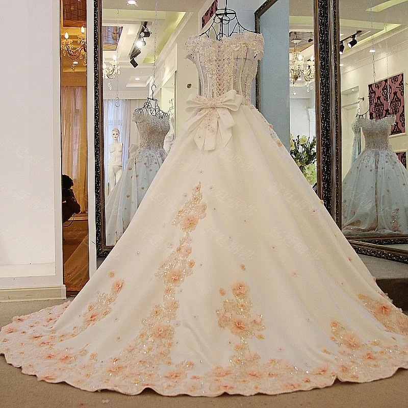 Vestido De Noiva, модное роскошное кружевное свадебное платье принцессы с длинным шлейфом, украшенное бусинами, с открытыми плечами