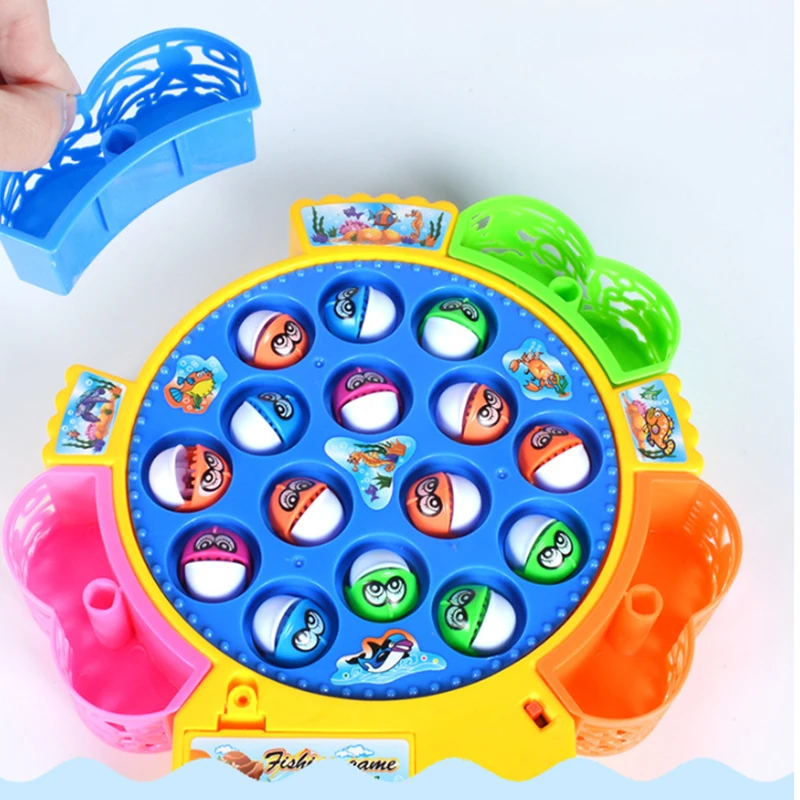 New Kids Fishing Toys Electric Rotating Fishing Play Game Musical Fish Plate Set Magnetic Outdoor Sports Toys for Children Gifts 3