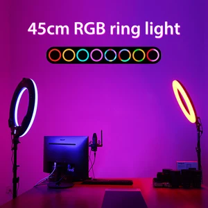 Image 2 - 18 inch 13inch  LED Video Selfie RGB Ring Light 45cm 33cm Color Photography Lighting With Tripod For Youtube VK Live Video