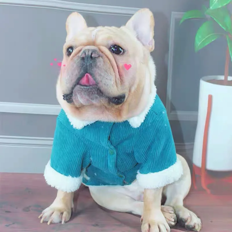 

Fashion Pet Dog Corduroy Jacket French Bulldog Coat Winter Warm Clothes for Small Medium Dogs Corgi Schnauzer Pug Costume KLC03