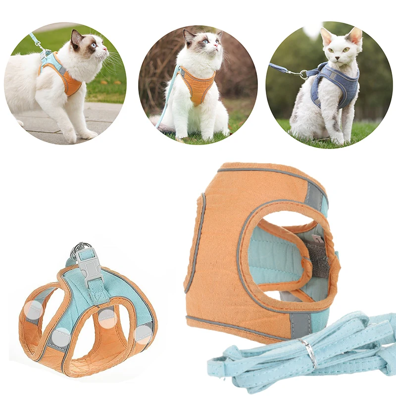 Arnés para perro o gato chaleco caminar perro ajustable perro Collar de gatito de algodón arnés suave para pequeñas medianas perros Chihuahua