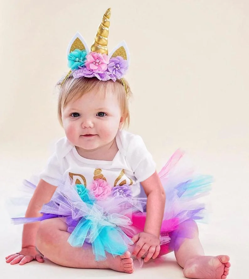 Платье для дня рождения для маленьких девочек 1 год; праздничная одежда с единорогом; праздничный костюм принцессы для новорожденных девочек; пачка; одежда для малышей