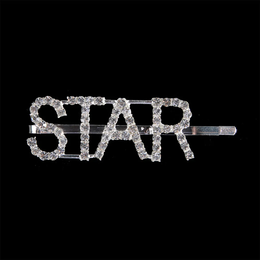 star 1 шт. блестящие заколки для волос с буквами, хрустальные стразы, слово, женская заколка для волос, Стайлинг, заколка для волос с алмазным боссом, Шпилька для волос с горным хрусталем - Цвет: star